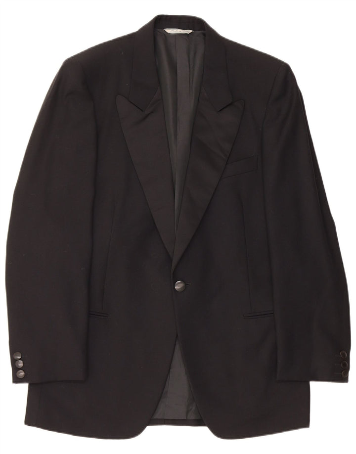 Carieri Herren-Blazer mit 1 Knopf, IT 48, Mittelschwarz, Schurwolle