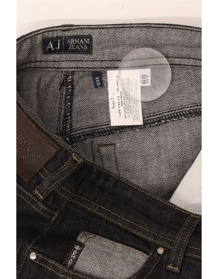 Armani Damen Kurzjeans W29 L23 Schwarze Baumwolle