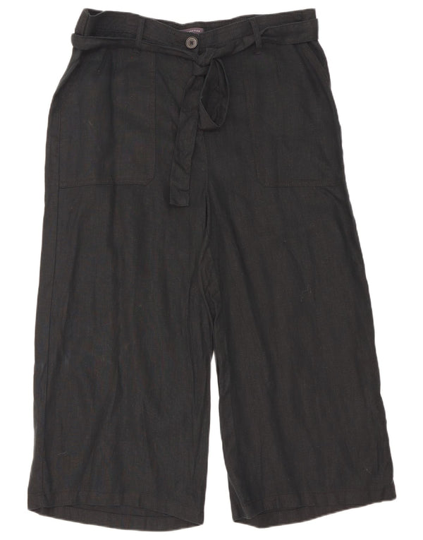 Marks & Spencer Damen Caprihose UK 14 Large W32 L20 Schwarzes Leinen