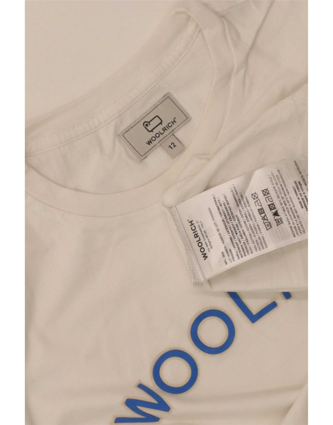 Woolrich Jungen-T-Shirt mit Grafik, 11–12 Jahre, weiße Baumwolle