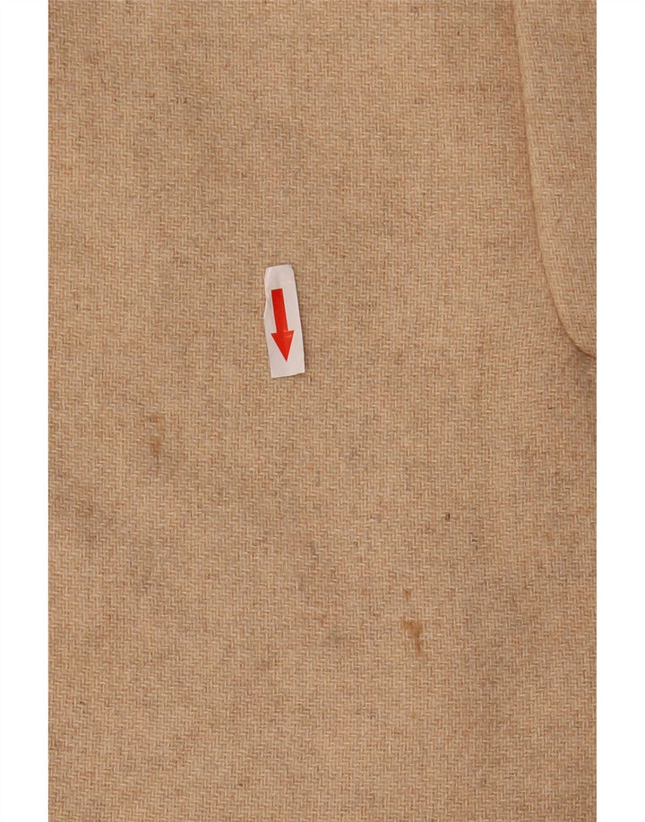 Zweireihiger Damenmantel von Zara, Gr. 10, Beige, Wolle mit Fischgrätmuster