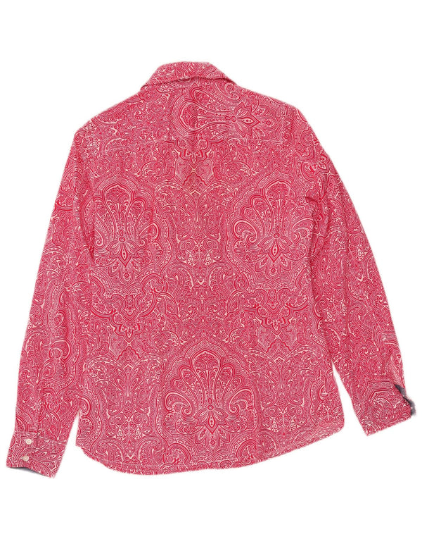 Tommy Hilfiger Damen-Hemd mit klassischer Passform, UK 10, klein, rosa Paisley-Baumwolle