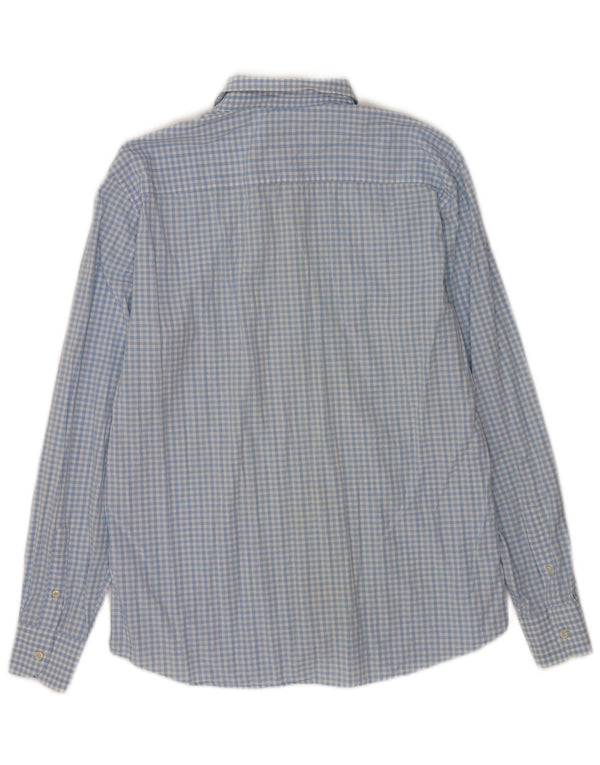 Massimo Dutti Herren-Hemd mit lässiger Passform, XL, blau, Gingham-Baumwolle