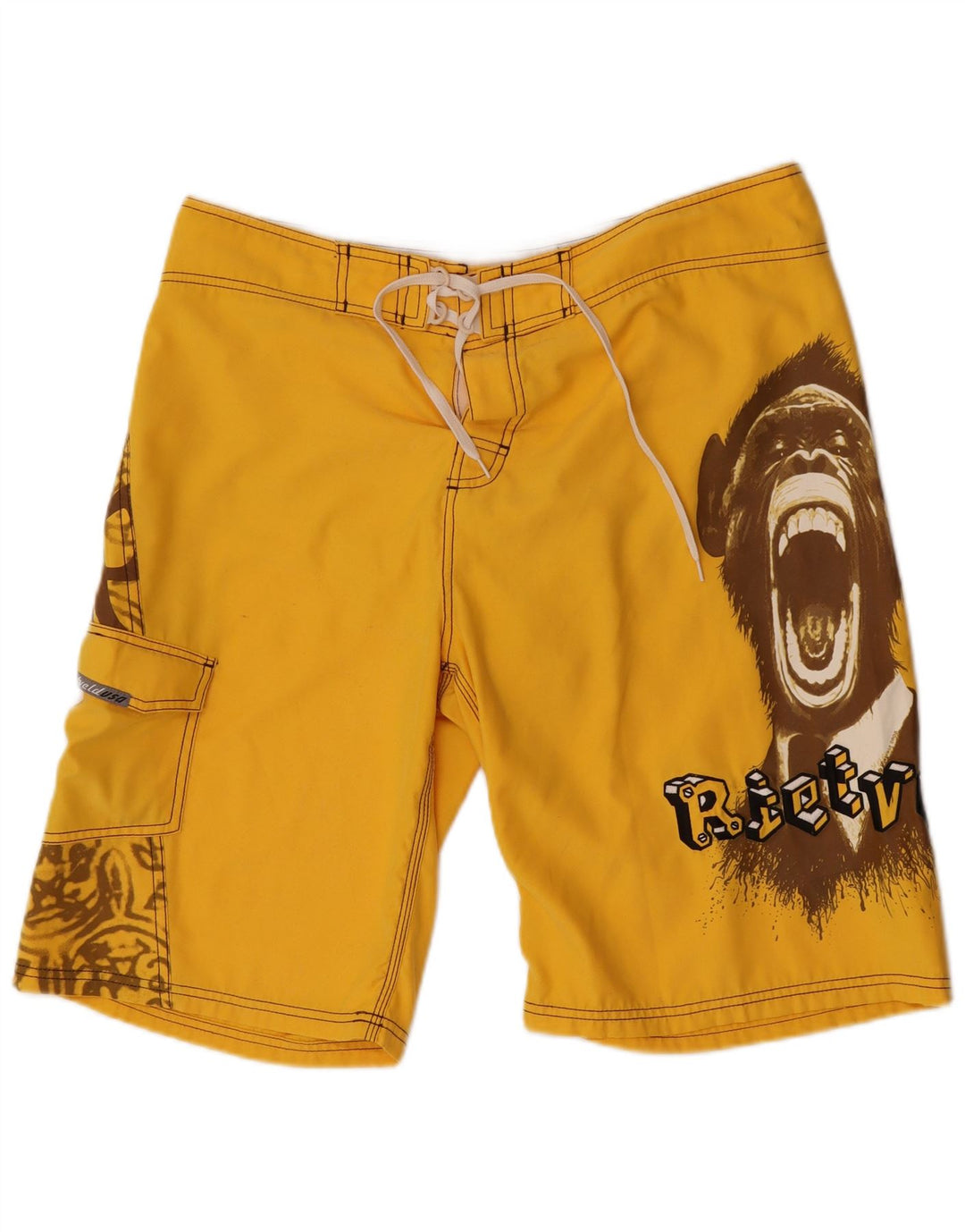 Rietveld Herren-Badeshorts mit Grafik, groß, gelb, Polyester