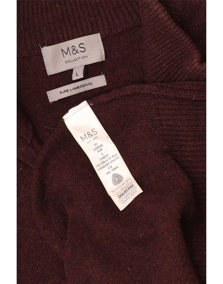 Marks & Spencer Herren-Pullover mit Reißverschluss am Hals, große burgunderrote Wolle