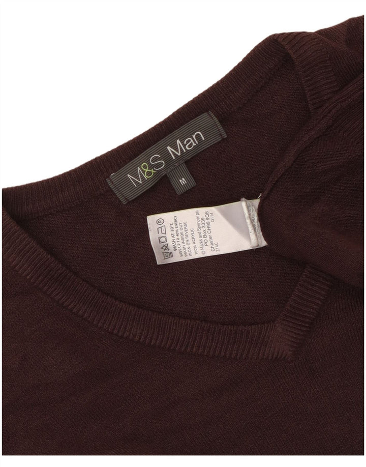 Marks & Spencer Damen-Pullover mit V-Ausschnitt, UK 14, Mittelbraun, Acryl