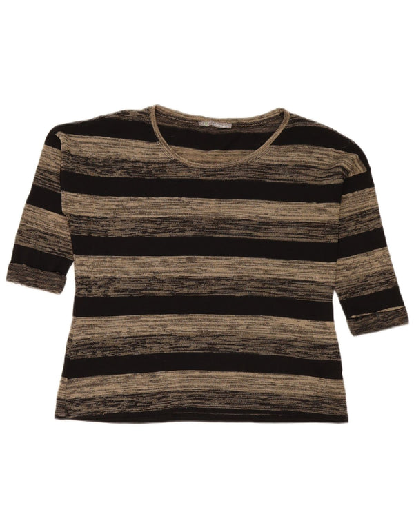 Marks & Spencer Damen-Oversize-Top mit 3/4-Ärmeln, UK-Größe 10, Größe S, grau gestreift