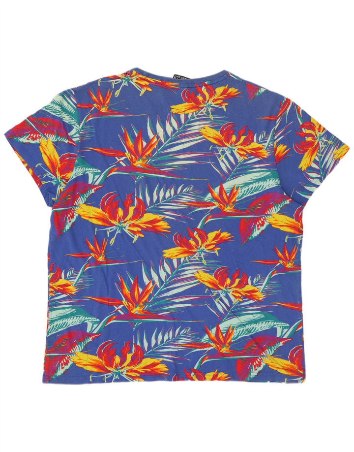 SUPERDRY Herren Grafik-T-Shirt-Oberteil 2XL Blau geblümt