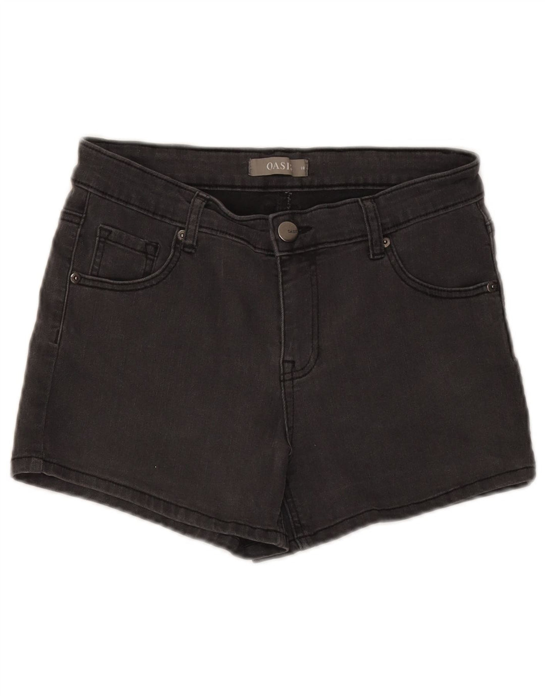 Oasis Damen Jeansshorts UK 10 Small W28 Graue Baumwolle