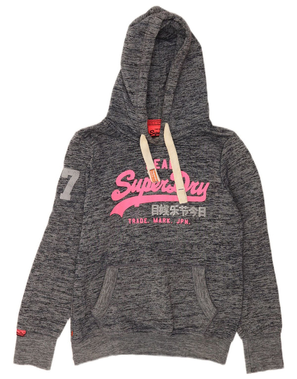 Superdry Graphic Hoodie-Pullover für Damen, UK 16, Größe L, grau meliert, Baumwolle
