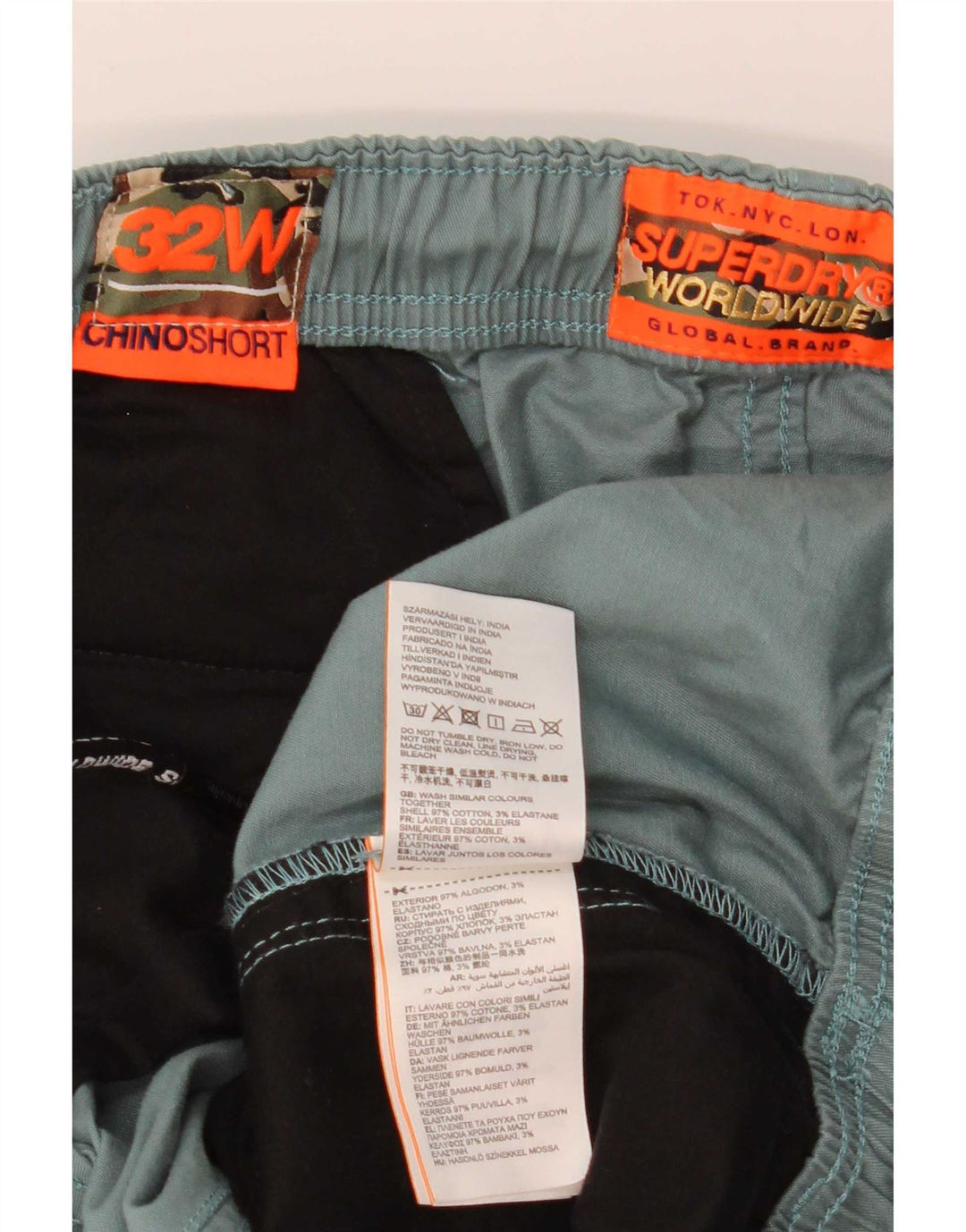 Superdry Herren Chinoshorts W32 mittelgrüne Baumwolle