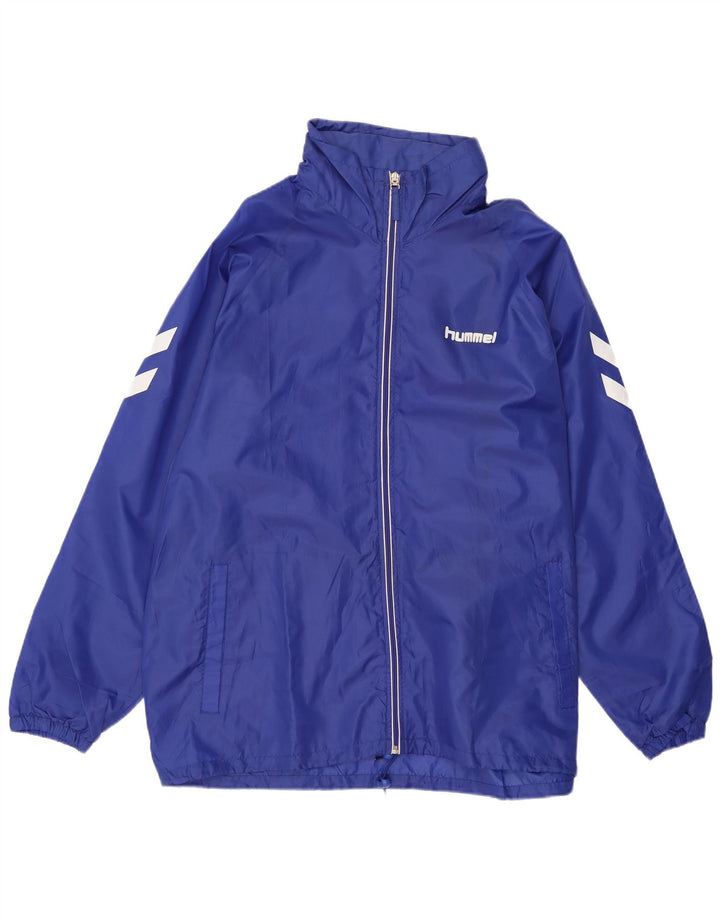 HUMMEL Herren-Regenjacke mit grafischer Kapuze, UK 42, XL, Blau, Polyester