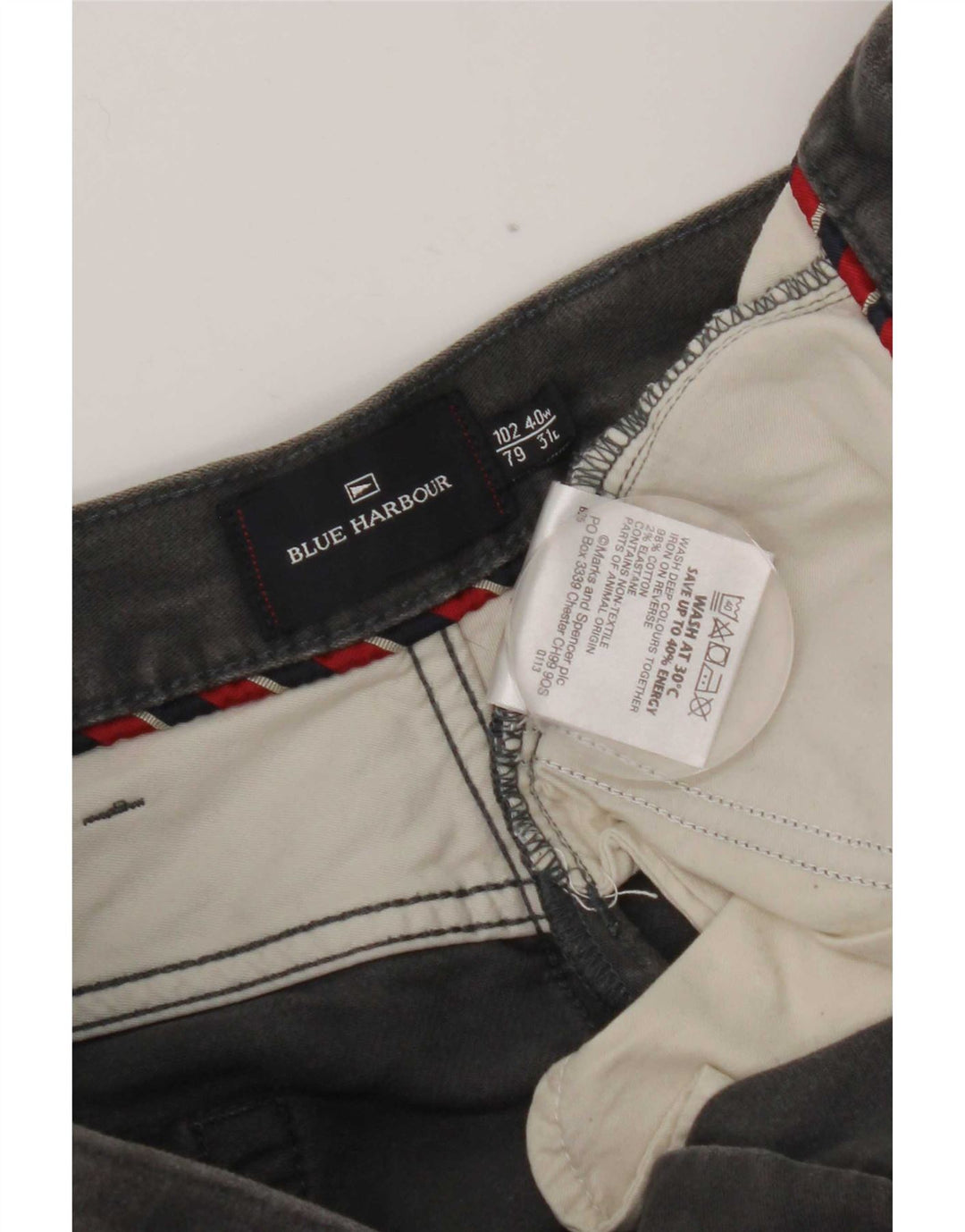 Marks & Spencer Herren Blue Harbor Straight Freizeithose W40 L31 Grau