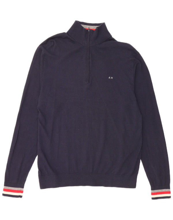 Sun68 Damen-Pullover mit Reißverschluss am Hals, UK 22 3XL, marineblaue Merinowolle