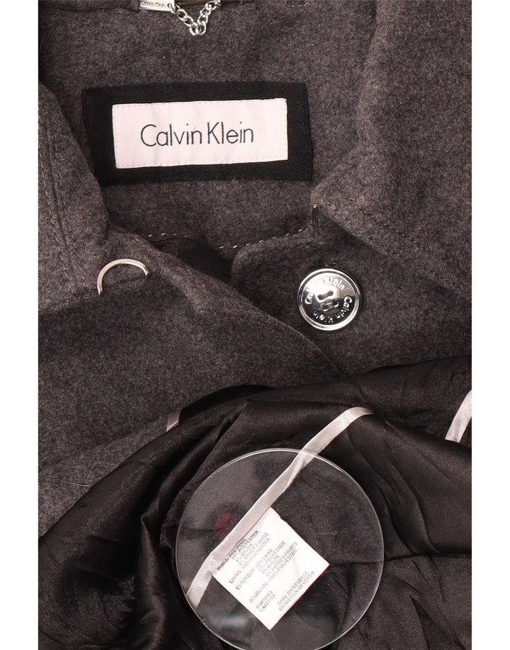 Calvin Klein Damen Trenchcoat UK 14 Mittelgraue Wolle
