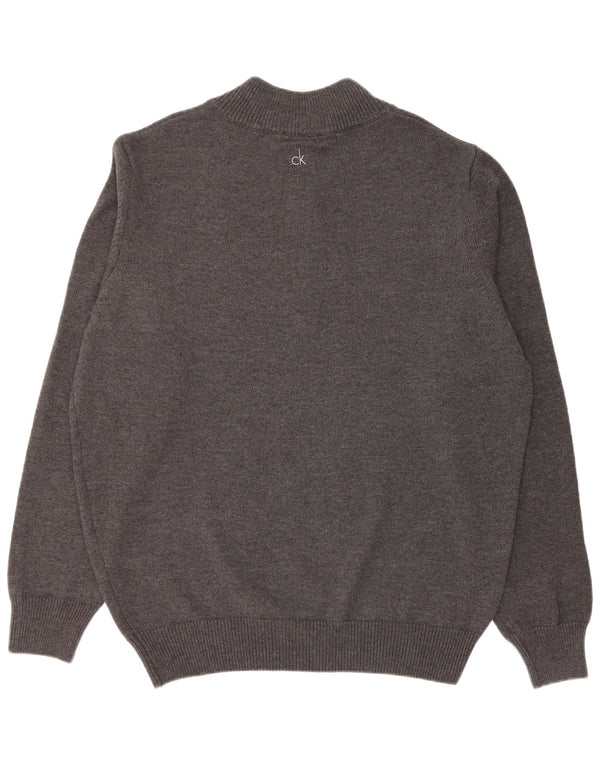 CALVIN KLEIN Herren Golf-Pullover mit Reißverschluss, 2XL, graue Baumwolle