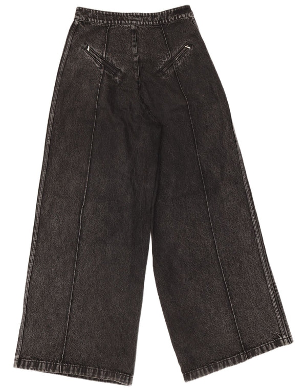 Adidas Damen Jeans mit hoher Taille und weitem Bein, W27 L31, graue Baumwolle