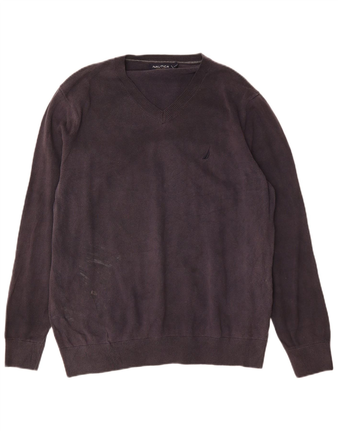 Nautica Herren-Pullover mit V-Ausschnitt, mittelmarineblaue Baumwolle