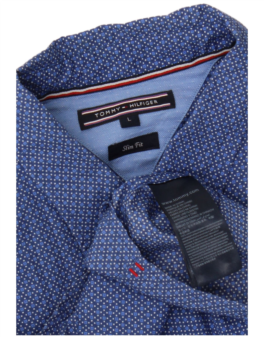 TOMMY HILFIGER Herren Slim Fit Hemd Große blaue geometrische Baumwolle