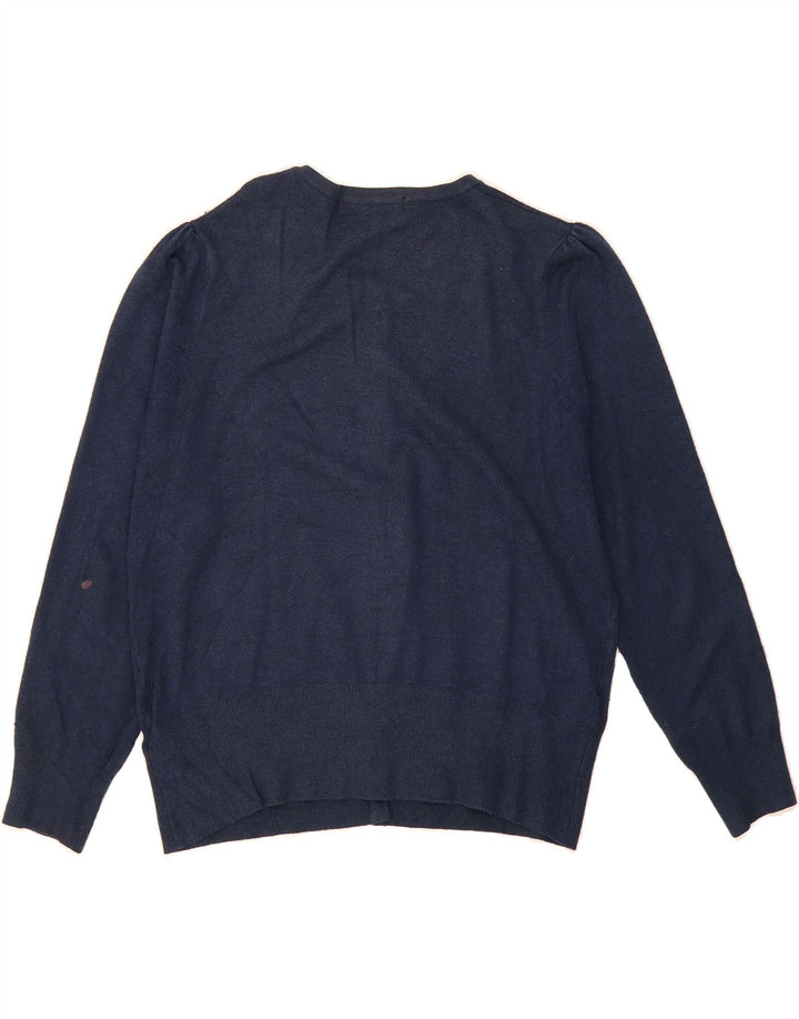 MARKS & SPENCER Womens Cardigan Sweater UK 14 Medium Navy Blue Viscose Vintage Marks & Spencer and Second-Hand Marks & Spencer from Messina Hembry 