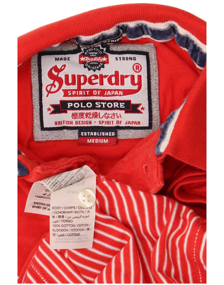 Superdry Herren-Poloshirt aus mittelroter, gestreifter Baumwolle