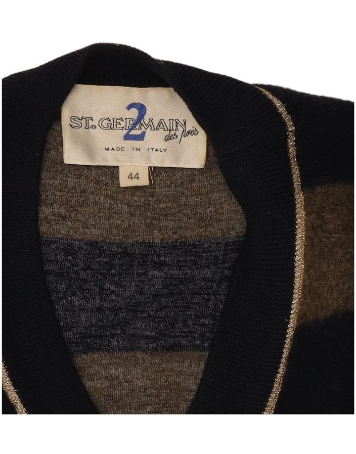 Vintage Damen Strickjacke IT 44 Mittelbraun gestreift