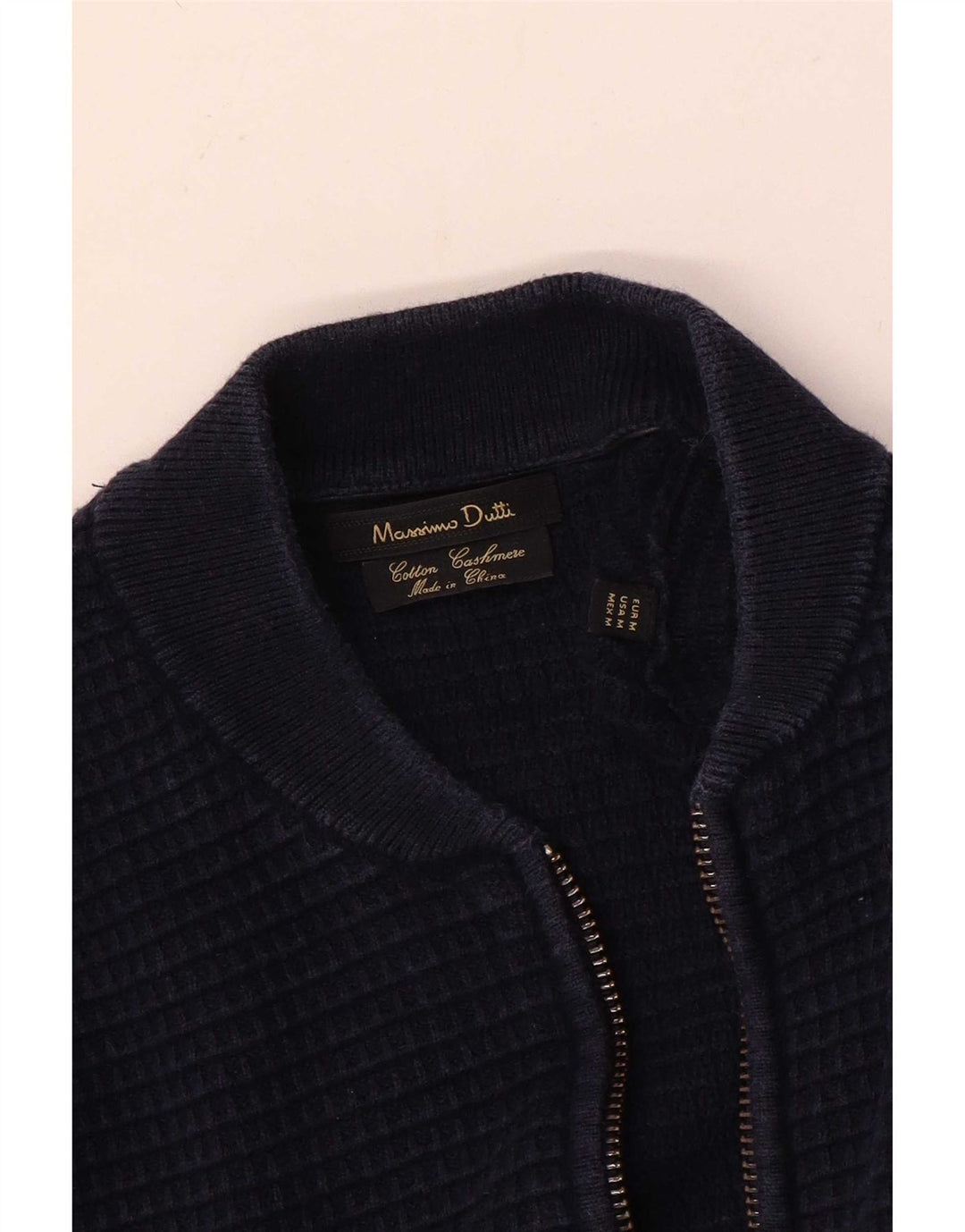 Massimo Dutti Herren-Strickjacke aus mittelblauer Baumwolle