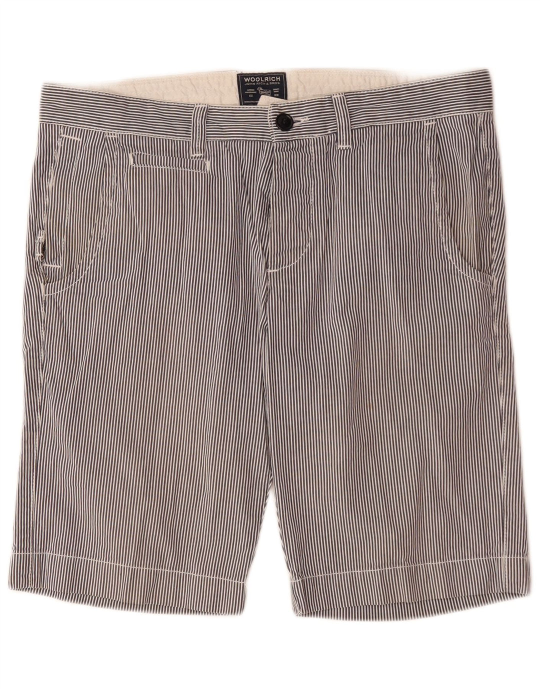 Woolrich Herren-Chinoshorts W33, mittelmarineblaue Nadelstreifen-Baumwolle