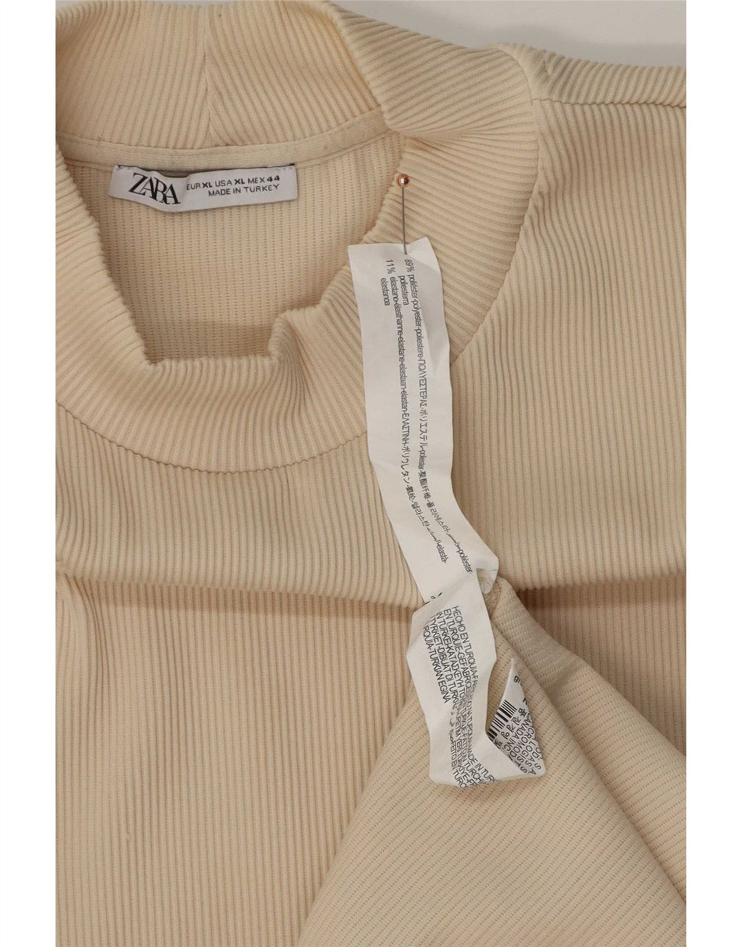 Zara Herren Top Langarm XL Beige Polyester
