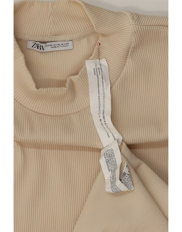 Zara Herren Top Langarm XL Beige Polyester