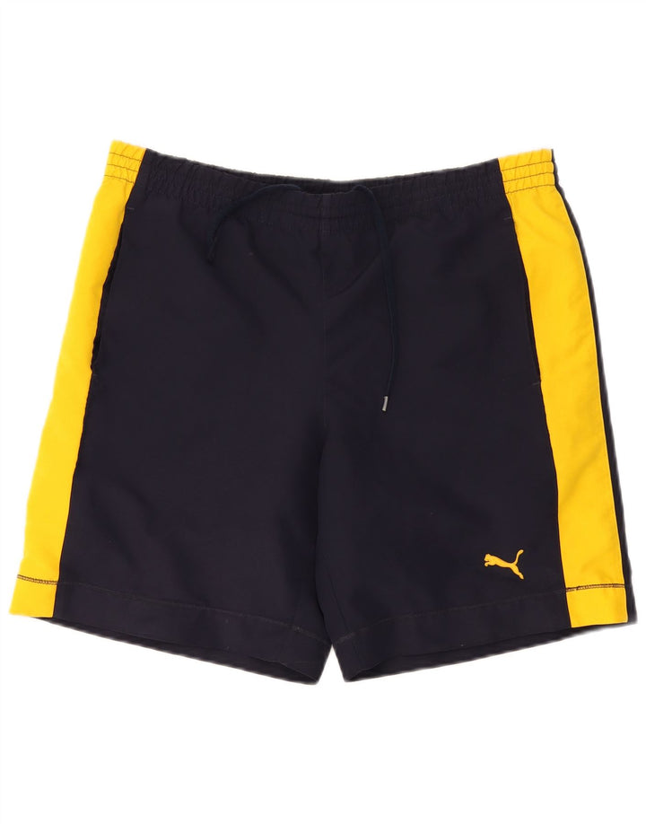 Puma Herren-Badeshorts mit Grafik, mittelgroß, Marineblau, Farbblock
