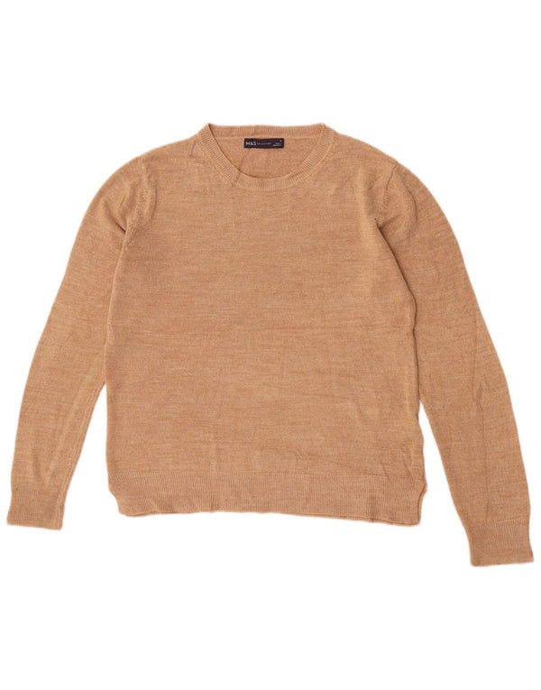 Marks & Spencer Damen-Pullover mit Rundhalsausschnitt, UK 12, Mittelbeige, Acryl