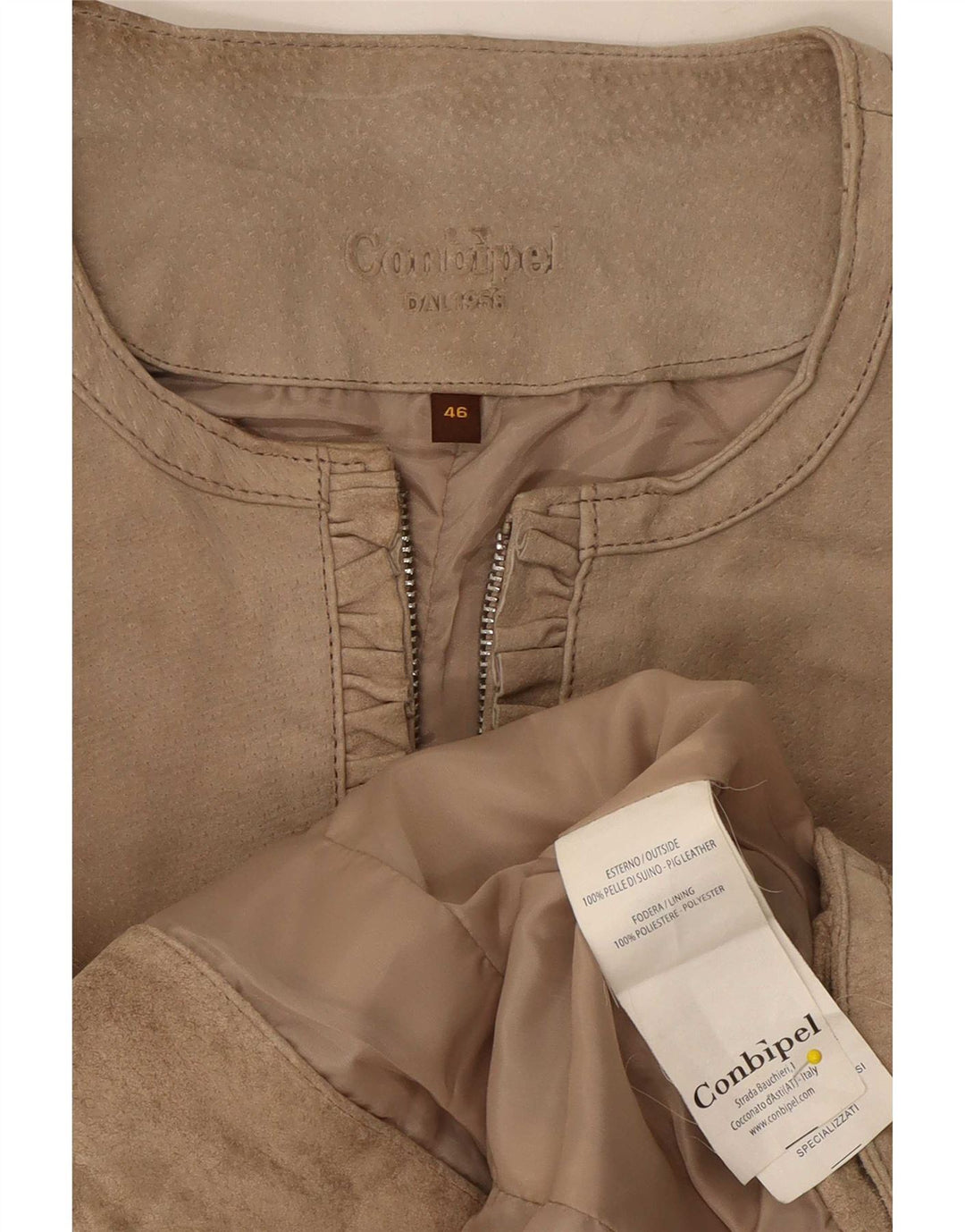 Conbipel Damen Wildlederjacke IT 46 Large Beige Leder