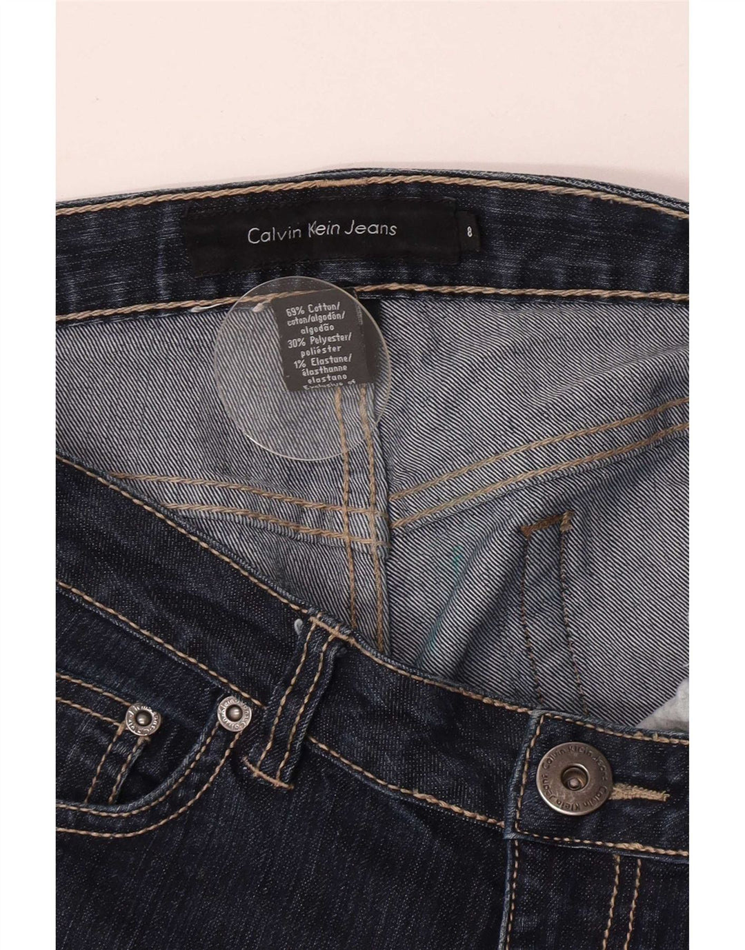 Calvin Klein Damen Flared Jeans US 8 Medium W30 L31 Marineblaue Baumwolle