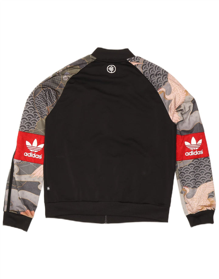 Adidas Damen Trainingsanzug Top Jacke UK 12 Medium Schwarz Patchwork
