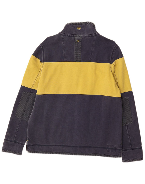 Fat Face Herren-Sweatshirt mit Reißverschluss am Hals, mittlerer Marineblau-Farbblock