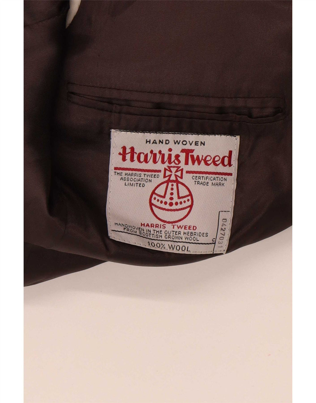 Harris Tweed Herren-Blazer mit 2 Knöpfen, UK 40, große braune Wolle mit Fischgrätenmuster