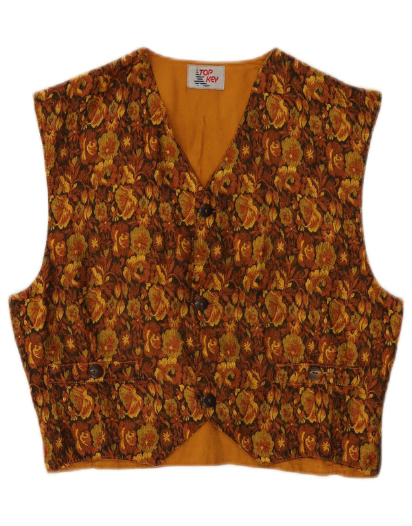 Vintage Damen Weste IT 40 Small Brown Floral