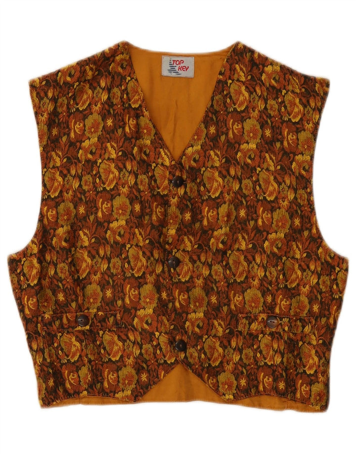 Vintage Damen Weste IT 40 Small Brown Floral