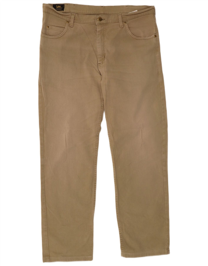 LEE Herren Brooklyn Straight Freizeithose W38 L31 Khaki Baumwolle