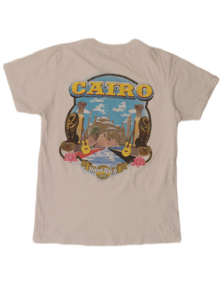 Hard Rock Cafe Herren Cairo Graphic T-Shirt Top aus mittelweißer Baumwolle