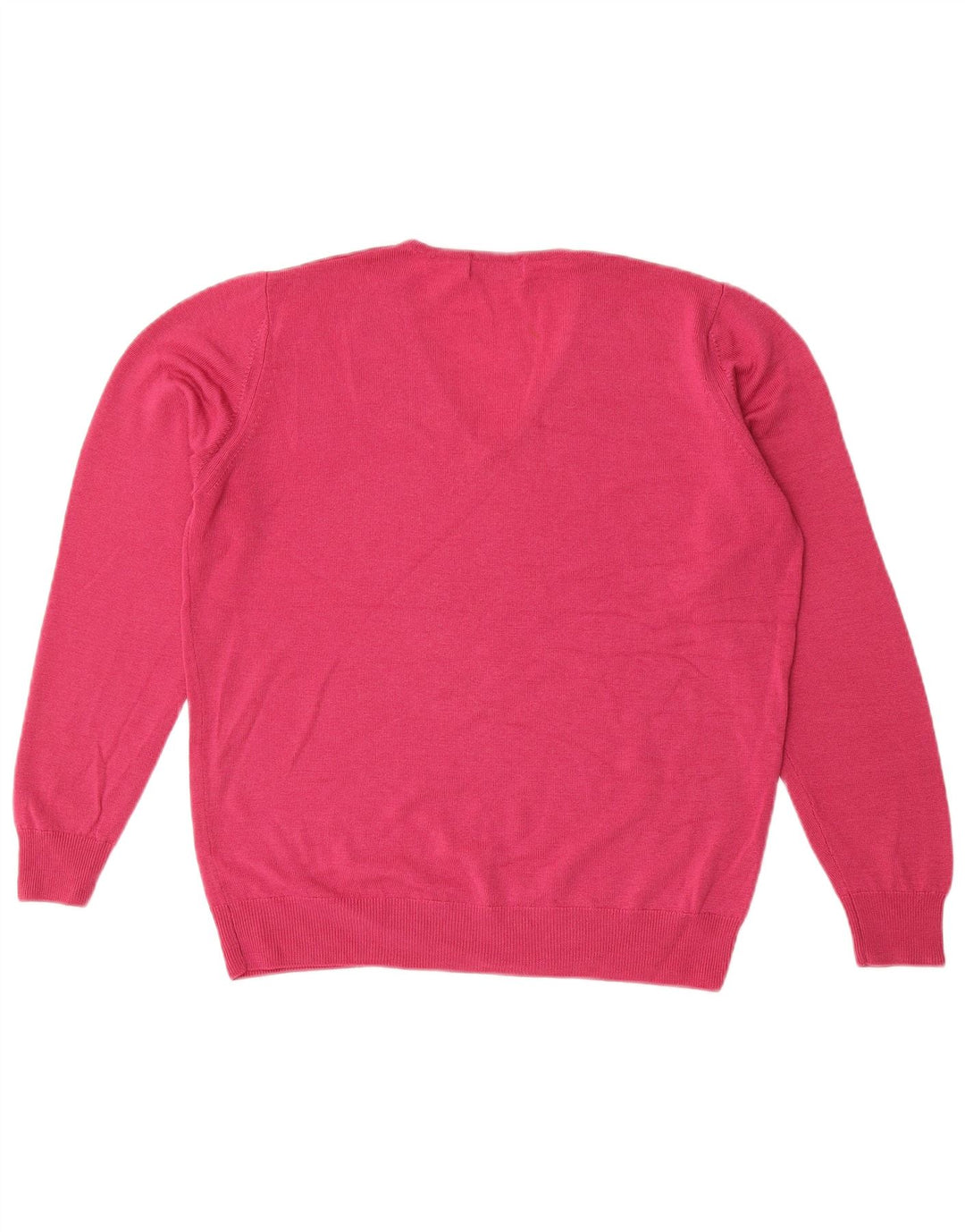 Marks & Spencer Damen-Pullover mit V-Ausschnitt, UK 14, mittelrosa, Schurwolle