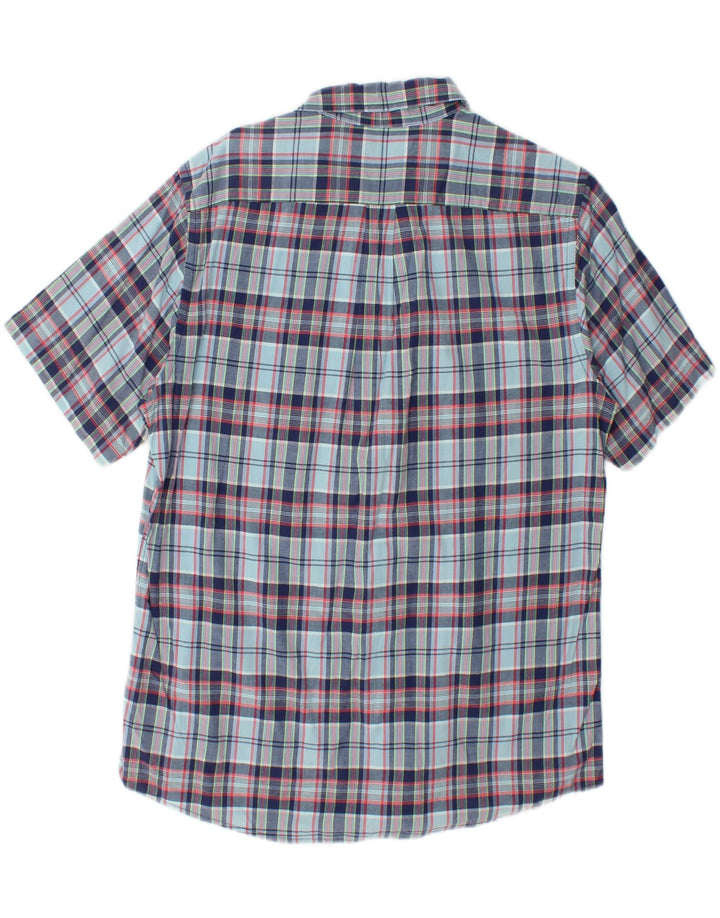 DOCKERS Mens Short Sleeve Shirt Medium Blue Check Cotton Vintage Dockers and Second-Hand Dockers from Messina Hembry 