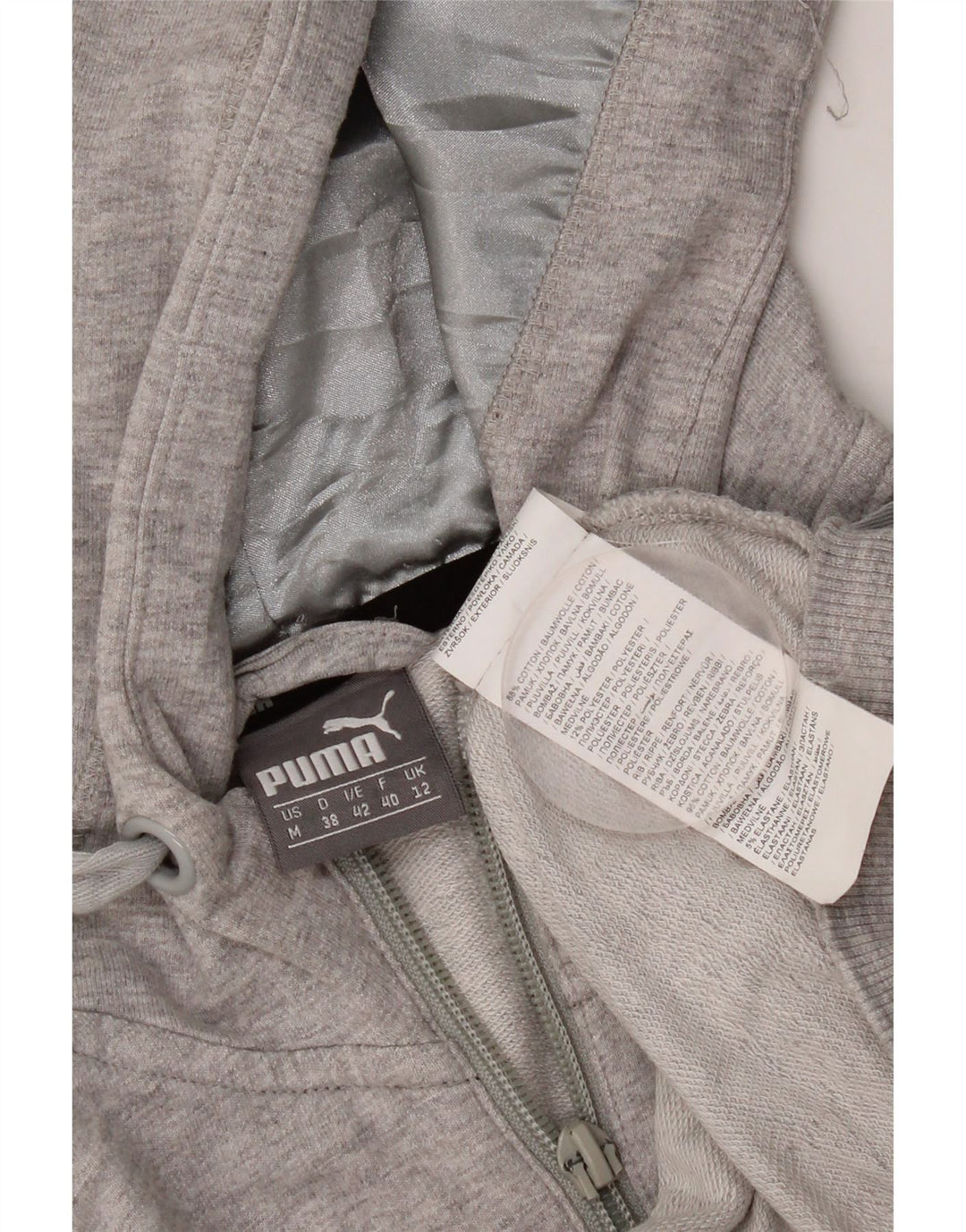 Puma Damen Zip Hoodie Pullover UK 12 Mittelgraue Baumwolle