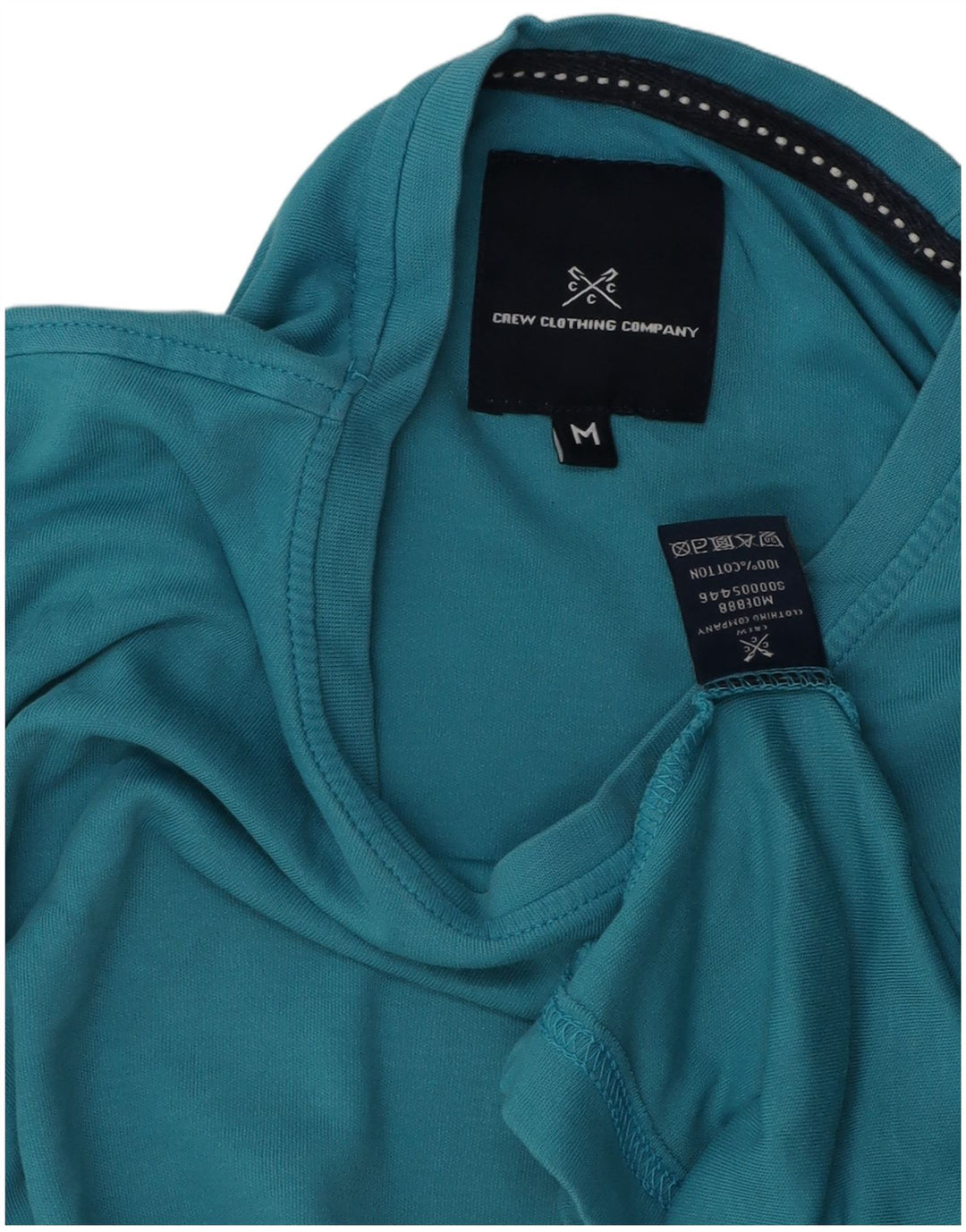 Crew Clothing Herren-T-Shirt-Oberteil aus mittelblauer Baumwolle