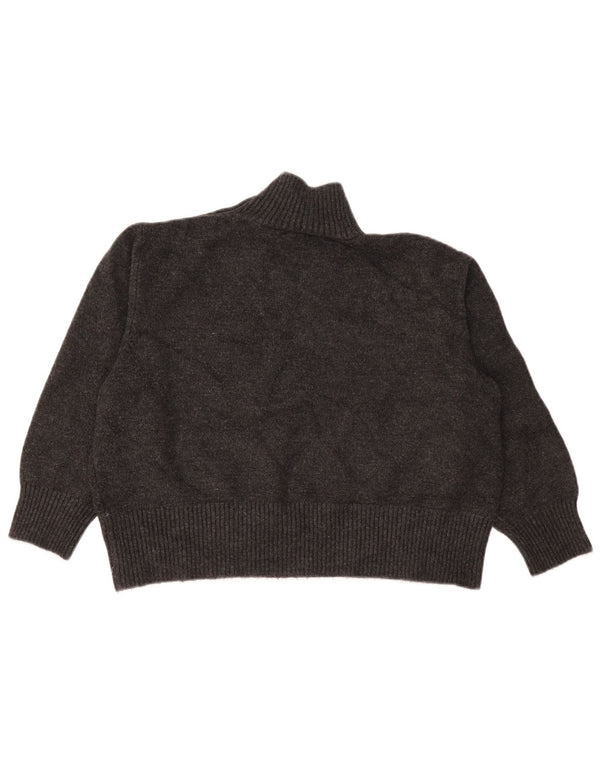 Zara Damen-Pullover, übergroß, bauchfrei, Knopfkragen, Gr. 10, Größe S, Grau