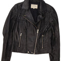 River Island Damen Leder-Bikerjacke UK 12 Medium Schwarz