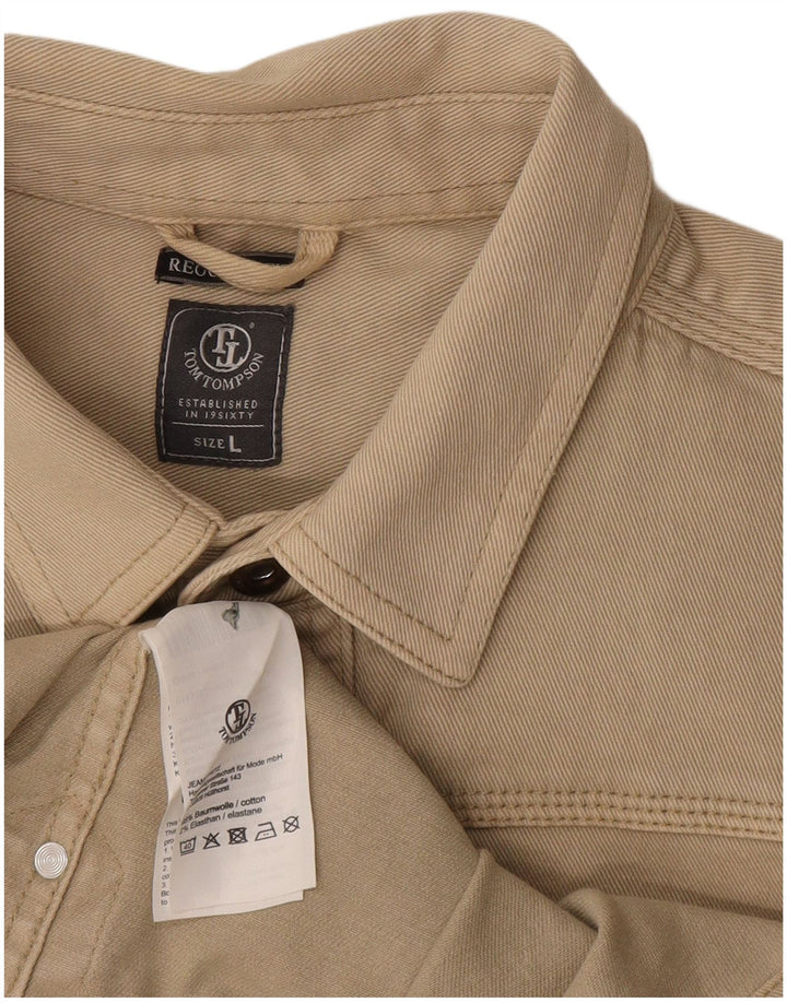 Tom Tompson Herren Flanellhemd Große Beige Baumwolle