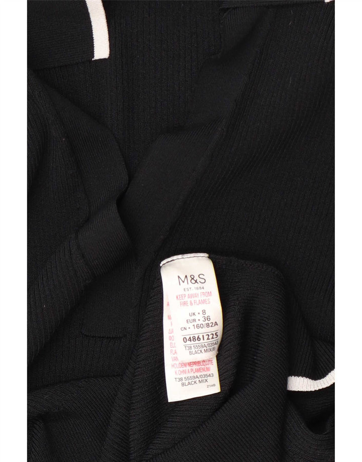 Marks & Spencer Damen Poloshirt UK 8 Small Schwarze Viskose