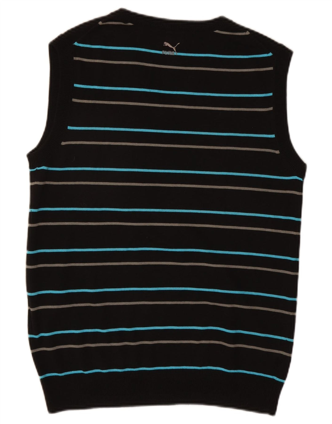 Puma Herren Weste Tank Top Medium Schwarz Gestreifte Baumwolle